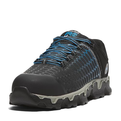 Timberland PRO Powertrain Sport Alloy Safety Toe Industrial Athletic Arbeitsschuh mit Stahlkappe für Herren, Schwarz/Blau, Größe 43 breit von Timberland PRO