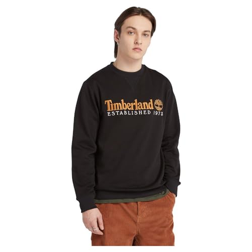 TIMBERLAND Herren Established 1973 Embroidery Logo Brush Back Crew Neck Black Kapuzenpullover, XL von Timberland