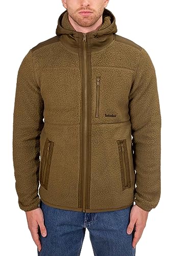 TIMBERLAND Herren Mix Media Sherpa Hooded FZ Fleece Dark Olive Kapuzenpullover, M von Timberland