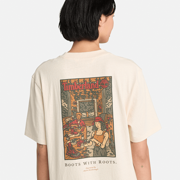 Timberland - All Gender Gewaschenes T-Shirt mit Boot Lab-Grafik am Rücken in Naturfarben, Herren, Beige, Größe: S von Timberland