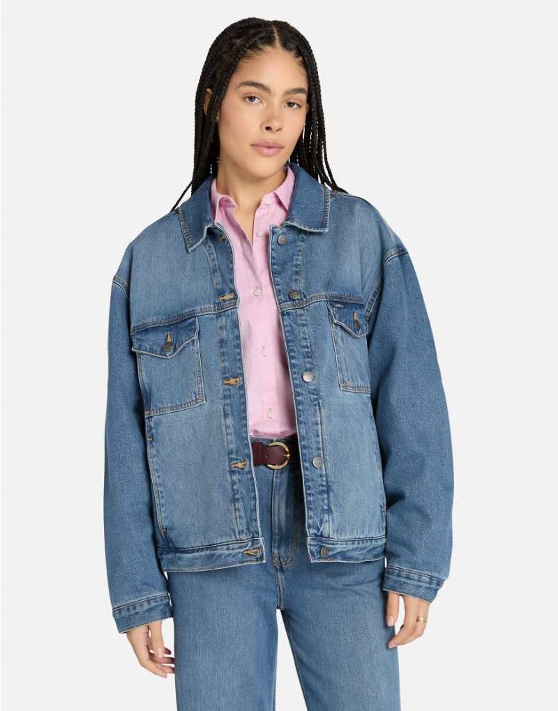 Timberland - Archive - Gefütterte Jeansjacke in High Tide Blue Wash-Blau von Timberland