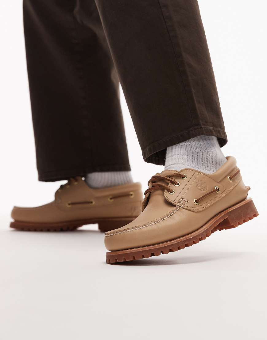 Timberland Authentic - Klassische Bootsschuhe aus Leder in Beige mit 3 Ösen-Neutral von Timberland