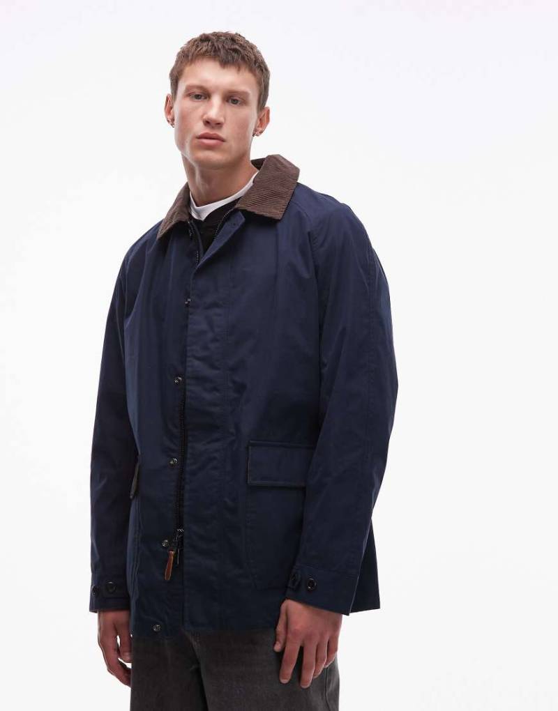 Timberland - Barn Coat in Marineblau mit Cordkragen und Waschung von Timberland