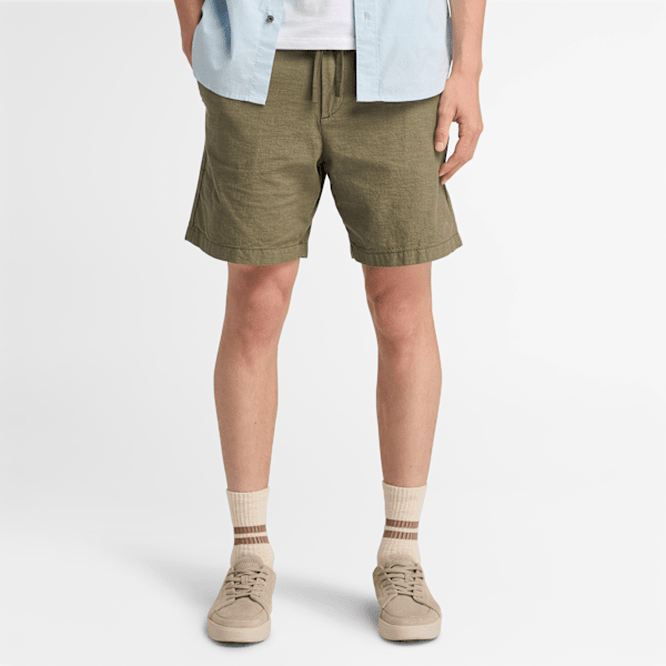 Timberland - Baumwoll-Leinen-Shorts für Herren in Grün, Mann, Grün, Größe: 28 von Timberland