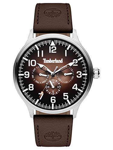 Timberland Herren Multi Zifferblatt Quarz Uhr mit Leder Armband TBL15270JS.12, Brown von Timberland