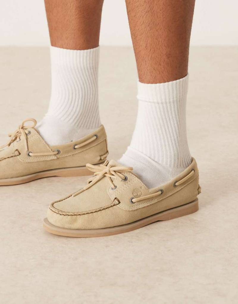 Timberland - Bootsschuhe aus hellgrünem Wildleder mit 2 Ösen von Timberland