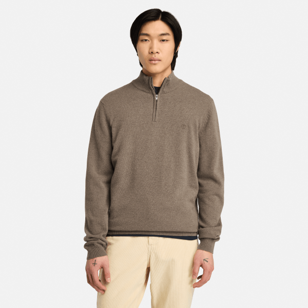 Timberland - Cohas Brook Pullover aus Merinowolle mit 1/4-Reißverschluss für Herren in Braun, Mann, Braun, Größe: M von Timberland