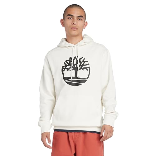 Timberland Core Tree Logo Pullover Hoodie Brushback Vintage White LG von Timberland