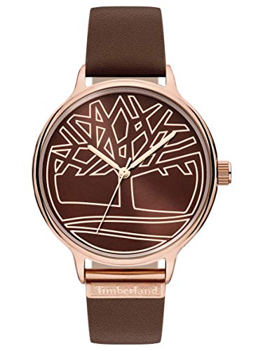 Timberland Damen Analog Quarz Uhr mit Leder Armband TBL15644MYR.12, Rose Gold von Timberland