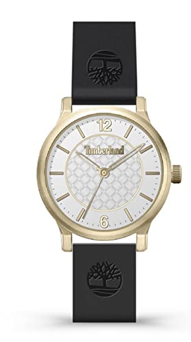 Timberland Trailmark Damen Armband Uhr Analog 38mm Edelstahl/Leder Schwarz-Gold-Beige, Wasserdichtigkeit: 5 bar, TDWLA2104502 von Timberland