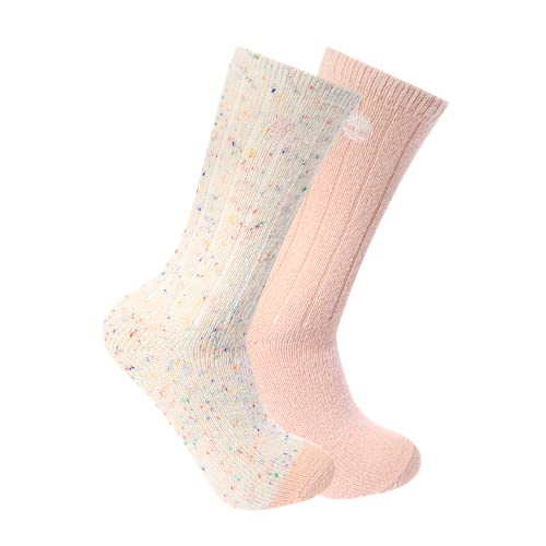 Timberland Damen Boot Socks Stiefelsocken, Weiss/opulenter Garten, Large (2er Pack) von Timberland