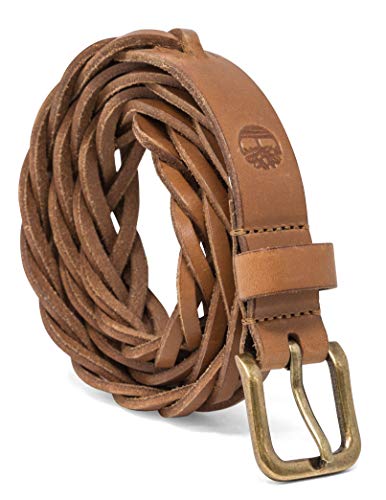 Timberland Damen Casual Leather Belt for Jeans Gürtel, Hellbraun (geflochten), L (33-37) von Timberland