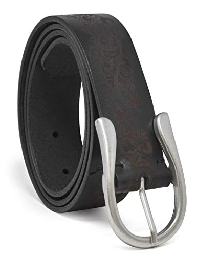 Timberland Damen Casual Leather Belt for Jeans Gürtel, Schwarz (geätzt), Small (30-36) von Timberland