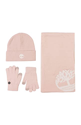 Timberland Damen Doppellagiger Schal, Bündchen und magischem Handschuh Beanie-Mütze, Cameo Rose, One Size von Timberland