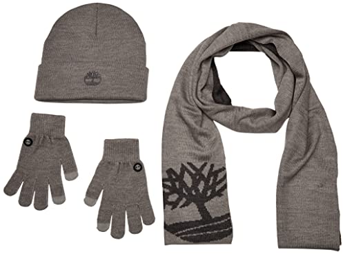 Timberland Damen Doppelschichtiger Schal, Handschuh Beanie-Mütze, Hellgrau meliert, Einheitsgröße von Timberland