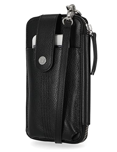 Timberland Damen Handy Crossbody Geldbörse Tasche RFID-Leder-Umhängetasche, Schwarz (Kieselstein) von Timberland