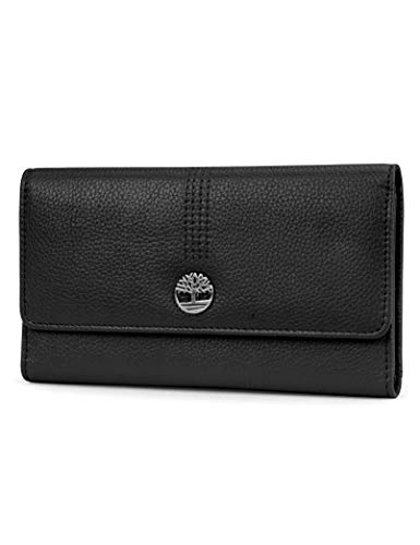 Timberland Damen Leather RFID Flap Wallet Clutch Organizer Geldbörse, Schwarz (Pebble), 38 EU von Timberland