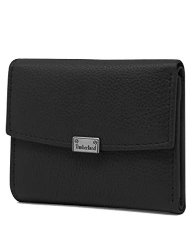 Timberland Damen Leather Small Indexer Snap Wallet Billfold Geldbörse aus Leder, RFID, klein, schwarz von Timberland