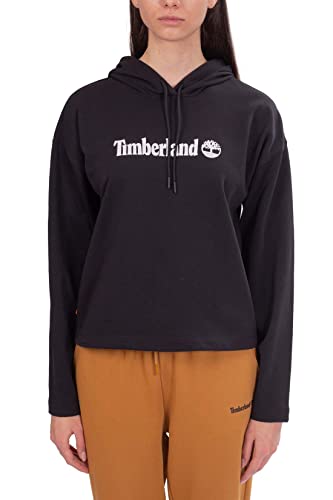 Timberland Damen Northwood TFO LINEAR Logo LB Hoodie Black Kapuzenpullover, Schwarz, L Kurz von Timberland