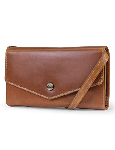 Timberland Damen RFID Leder Geldbörse Handytasche mit abnehmbarem Crossbody-Gurt Cross-Body, Cognac (Buff Apache) von Timberland