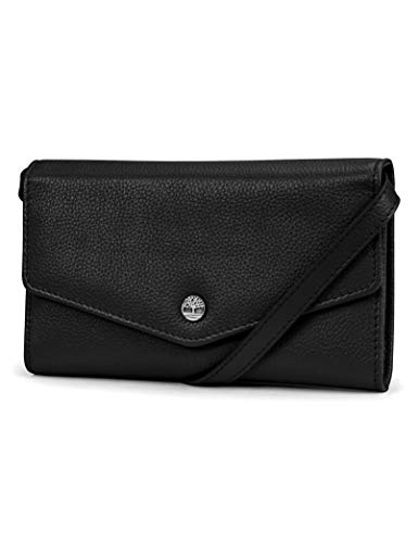 Timberland Damen RFID Leder-Umhängetasche, Geldbörse, Handytasche, mit abnehmbarem Schulterriemen Tasche, Schwarz (Kieselstein) von Timberland