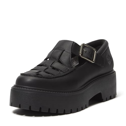 Timberland Damen Stone Street Plateau Schnalle Schuh, Schwarze Vollmaserung, 8 Wide von Timberland