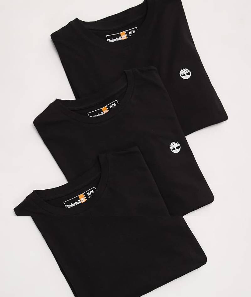 Timberland - Dunstan - 3er-Pack T-Shirts in Schwarz mit kleinem Logo auf der Brust von Timberland