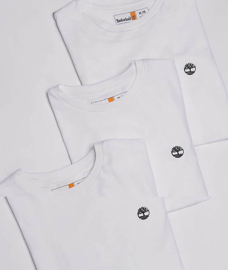 Timberland - Dunstan - 3er-Pack T-Shirts in Weiß mit kleinem Logo auf der Brust von Timberland