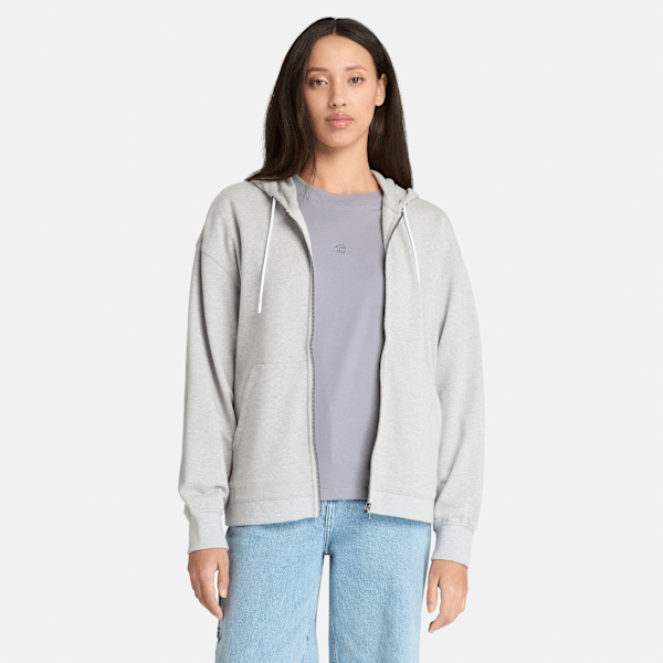 Timberland - Exeter Loopback-Hoodie mit durchgehendem Reißverschluss für Damen in Hellgrau, Damen, Grau, Größe: XL von Timberland