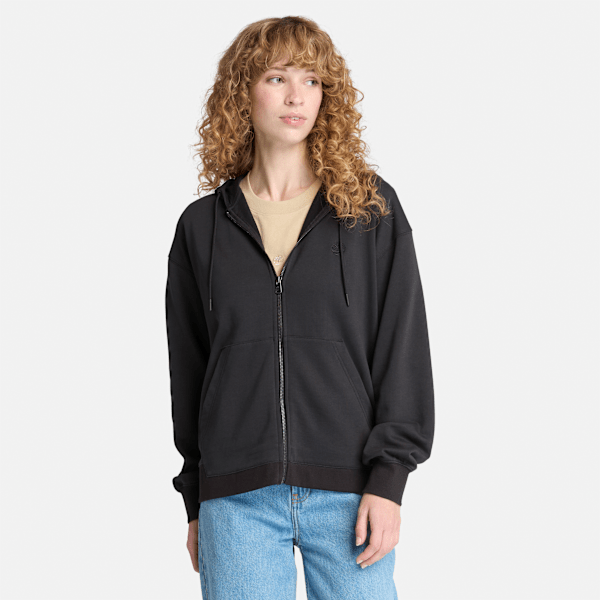 Timberland - Exeter Loopback-Hoodie mit durchgehendem Reißverschluss für Damen in Schwarz, Damen, Schwarz, Größe: L von Timberland