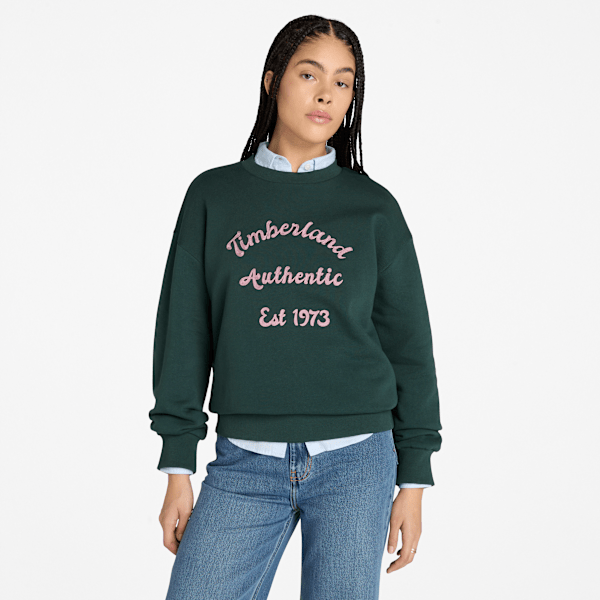 Timberland - Gebürstetes Rundhals-Sweatshirt mit Grafik auf der Brust für Damen in Dunkelgrün, Frau, Grün, Größe: XL Timberland - Gebürstetes Rundhals-Sweatshirt mit Grafik auf der Brust für Damen in Dunkelgrün, Frau, Grün, Größe: XL von Timberland