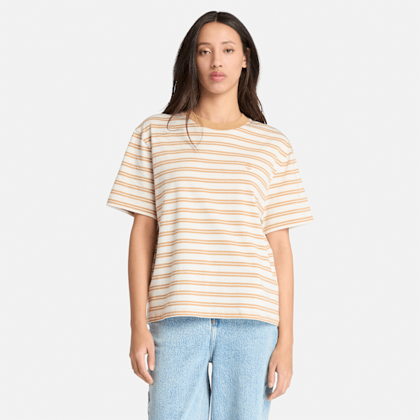 Timberland - Gestreiftes Dunstan Kurzarm-T-Shirt für Damen in Gelb, Frau, Gelb, Größe: S von Timberland