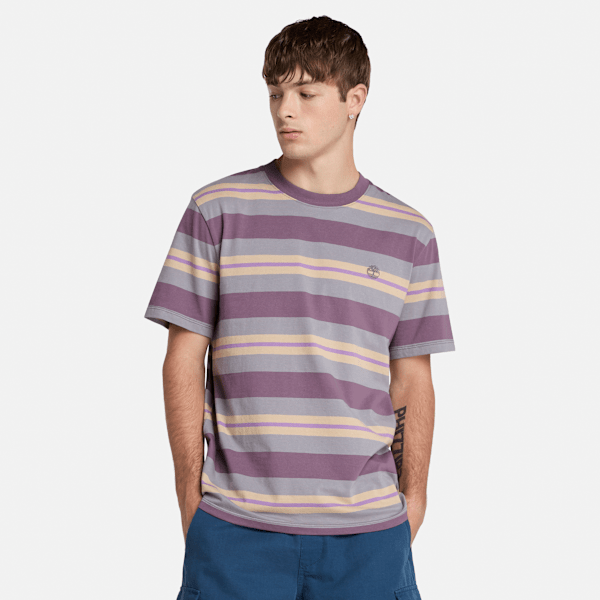 Timberland - Gestreiftes T-Shirt für Herren in Violett, Herren, Violett, Größe: XL von Timberland