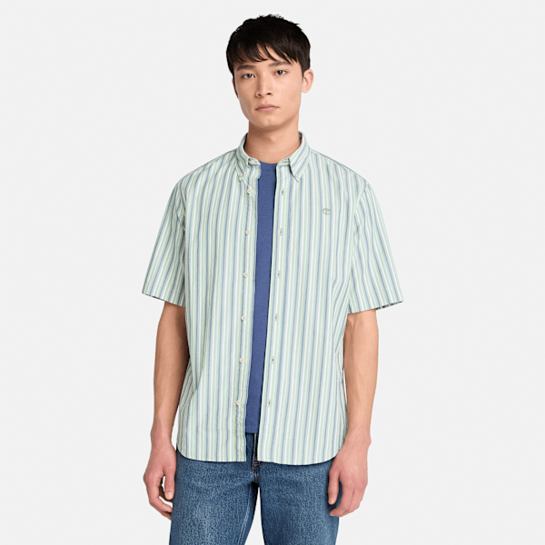 Timberland - Gestreiftes kurzärmeliges Hemd für Herren in Grün, Herren, Grün, Größe: 3XL von Timberland