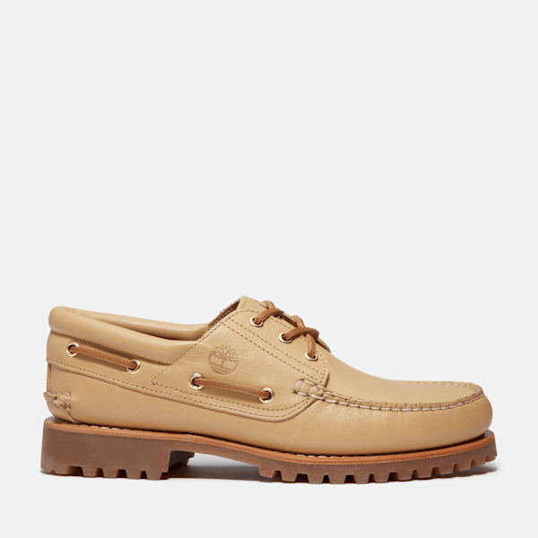 Timberland - Handgenähter Founder's 3-Ösen Bootsschuh mit Profilsohle für Herren in Beige, Herren, Beige, Größe: 45.5 von Timberland