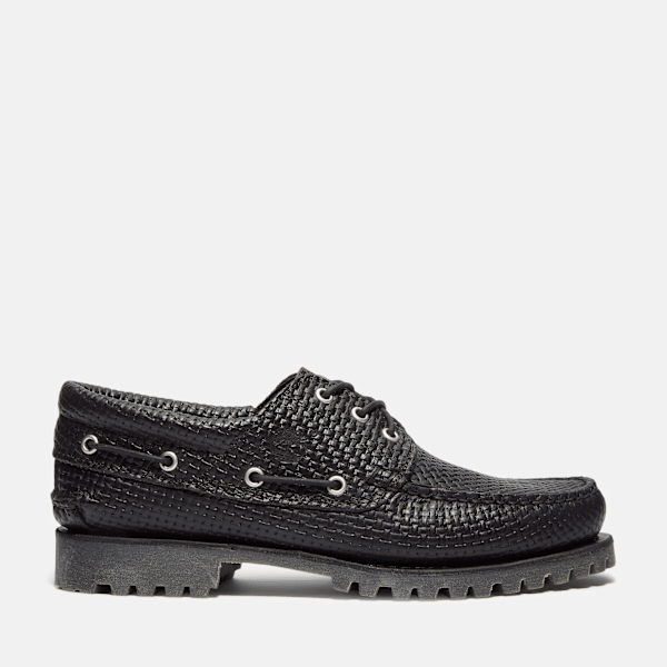 Timberland - Handgenähter Timberland Authentic 3-Eye Lug Bootsschuh für Herren in Schwarz, Herren, Schwarz, Größe: 41.5 von Timberland