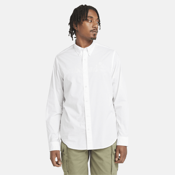 Timberland - Langärmeliges Hemd aus Stretch-Popeline für Herren in Weiß, Mann, Weiß, Größe: XL von Timberland