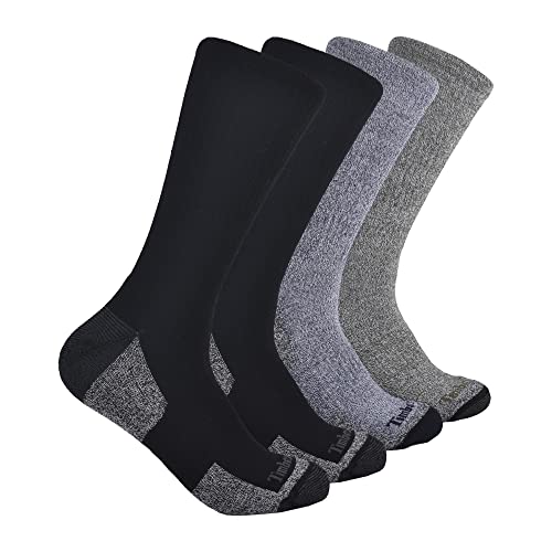 Timberland Mens 4-Pack Comfort Crew Socks Freizeitsocken, Black, One Size von Timberland