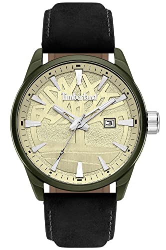 Timberland Herren Analog Quarz Uhr mit Leder Armband TBL15576JLGN.14, Black von Timberland