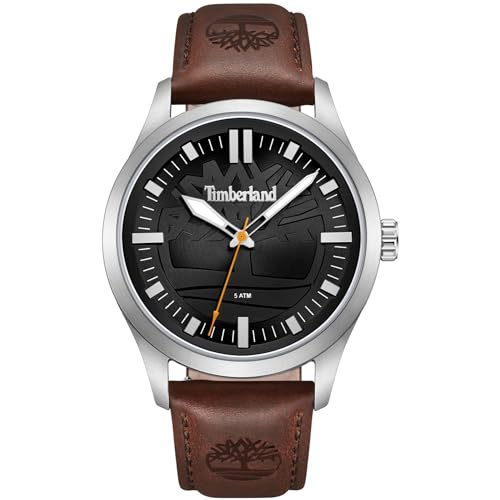 Timberland RAMBUSH Uhr für Herren in der Farbe Braun mit Armband aus Leder, Wasserdichtigkeit: 5 bar, Gehäusedurchmesser: 42 mm, TDWGA0029602 von Timberland