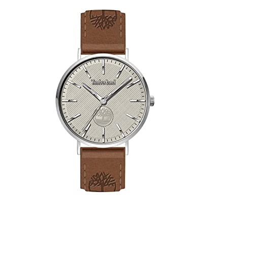 Timberland Kinsley Herren Armband Uhr Analog 42mm Edelstahl/Leder Braun-Silber, Wasserdichtigkeit: 5 bar, TDWGA2103701 von Timberland