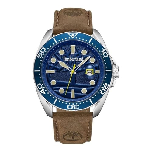 Timberland Damen Multifunktionsuhr Carrigan in der Farbe Blau mit Lederarmband, Gehäusedurchmesser: 44 mm, TDWGB2230604 von Timberland