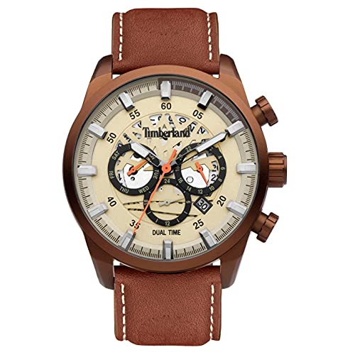 Timberland Henniker III Herren Armbanduhr Leder Braun 46 mm, Multifunktionsuhr, Wasserdichtigkeit: 5 Bar, TDWGF2100604 von Timberland