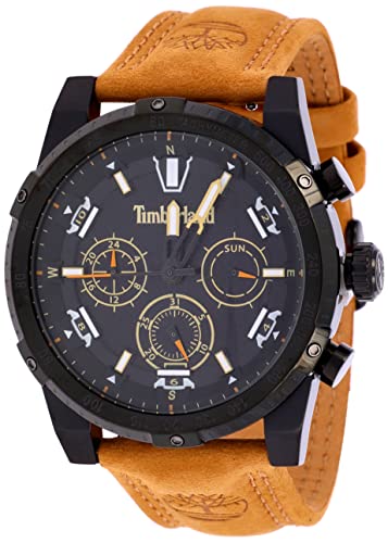 Timberland Herren Analog Quarz Uhr mit Leder Armband TDWGF2230403, Schwarz von Timberland