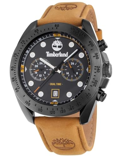 Timberland Damen Multifunktionsuhr Carrigan in der Farbe Schwarz mit Lederarmband, Gehäusedurchmesser: 44 mm, TDWGF2230501 von Timberland