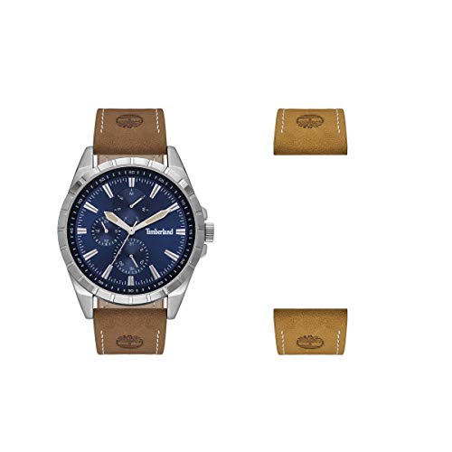 Timberland Herren Armbanduhr Boxborough Set (2-TLG. Wechselband) Leder Braun 48 mm von Timberland