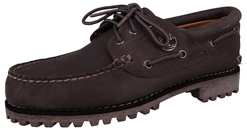 Timberland Herren Authentic Boat Full Grain Leather Medium Grey Schuhe 44.5 EU von Timberland