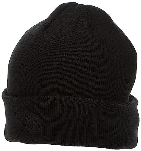 Timberland Herren Beanie mit Bündchen und Gesticktem Logo Winter-Hut, Schwarz, Einheitsgröße von Timberland