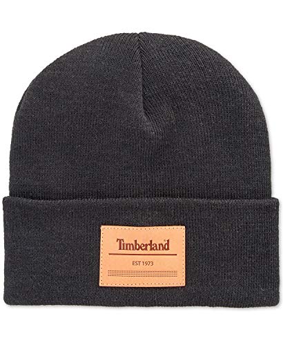 Timberland Herren Cuff Beanie with Leather Logo Patch Winter-Hut, dunkelgrau, Einheitsgröße von Timberland