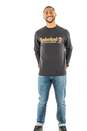 Timberland Herren Established 1973 Embroidery Logo Brush Back Crew Neck Black Sweatshirt, schwarz, XXL von Timberland